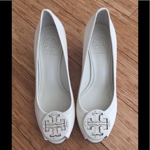 Tory Burch White Wedges